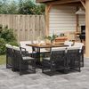 vidaXL 9 Piece Garden Dining Set with Cushions Black Poly Rattan