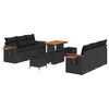 vidaXL Garden Sofa Set with Cushion 11 pcs Black Poly Rattan