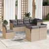 vidaXL 8 Piece Garden Sofa Set with Cushions Beige Poly Rattan