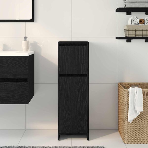 vidaXL Bathroom Cabinet Black Oak 30 x 30 x 95 cm Engineered Wood