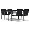 vidaXL 5 Piece Garden Dining Set with Cushions Poly Rattan and Steel