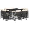vidaXL 9 Piece Garden Dining Set with Cushions Beige Poly Rattan