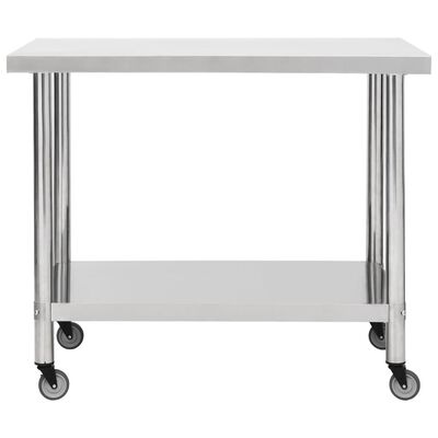 vidaXL Kitchen Work Table with Wheels 80x60x85 cm Stainless Steel