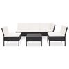 vidaXL 6 Piece Garden Lounge Set with Cushions Poly Rattan Black