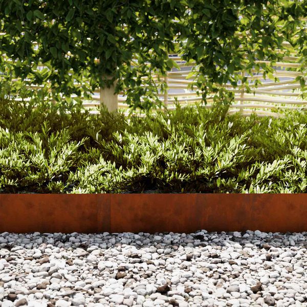 vidaXL Lawn Edging 50 pcs Brown 100 x 0.05 x 20 cm Weathering Steel