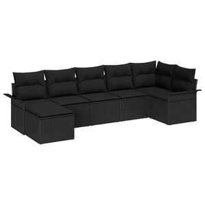 vidaXL Garden Sofa Set with Storage 7 pcs Black Poly Rattan