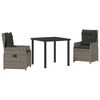 vidaXL Garden Dining Set 3 pcs Grey Poly Rattan