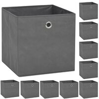 vidaXL Storage Boxes 10 pcs Non-woven Fabric 32x32x32 cm Grey