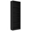 vidaXL 5-Tier Book Cabinet Black 60x24x175 cm Engineered Wood