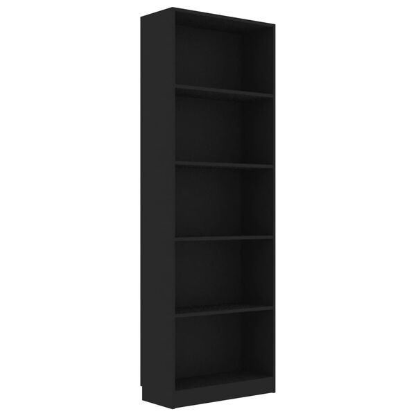 vidaXL 5-Tier Book Cabinet Black 60x24x175 cm Engineered Wood