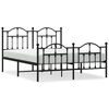 vidaXL Metal Bed Frame without Mattress with Footboard Black 150x200cm