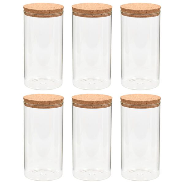 vidaXL Storage Glass Jars with Cork Lid 6 pcs 1400 ml