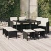 vidaXL 9 Piece Garden Dining Set with Cushions Poly Rattan Black