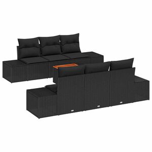vidaXL Garden Sofa Set 7 pcs Black Poly Rattan