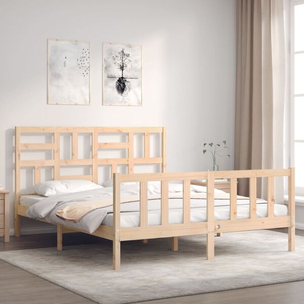 vidaXL Bed Frame without Mattress King Size Solid Wood Pine