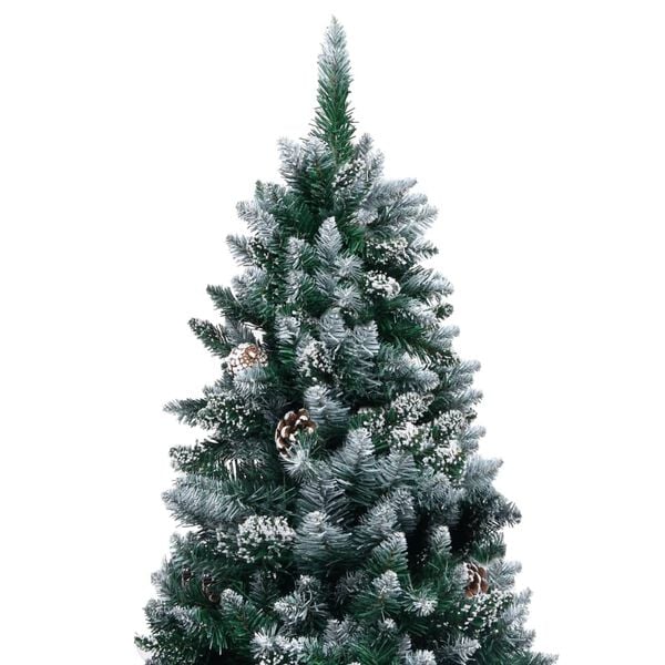 vidaXL Artificial Christmas Tree LEDs&Pine Cones&White Snow 180 cm
