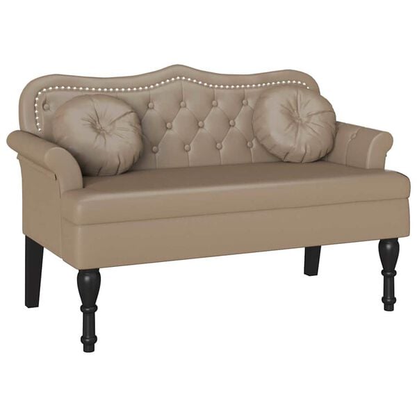 vidaXL Chesterfield Bench Cappuccino 120.5 x 65 x 75 cm Faux Leather