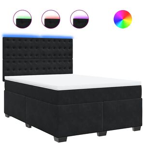 vidaXL Box Spring Bed with Mattress Black Queen Velvet