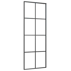 vidaXL Sliding Door Black 76x205 cm ESG Glass and Aluminium