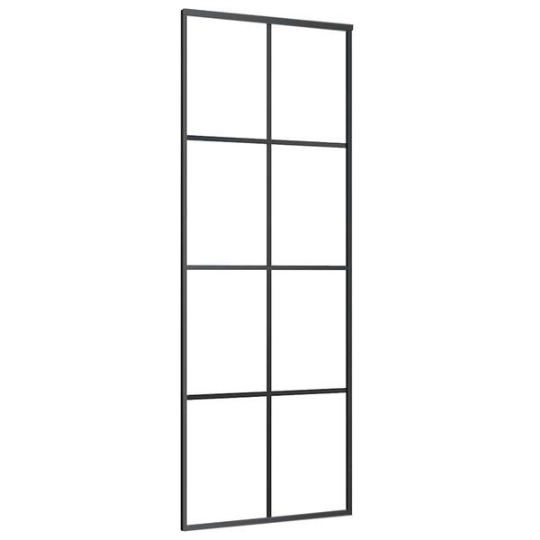 vidaXL Sliding Door Black 76x205 cm ESG Glass and Aluminium