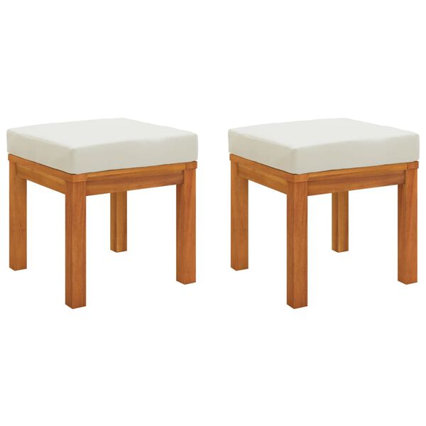 vidaXL Garden Stools with Cushions 2 pcs 40x40x42 cm Solid Wood Acacia