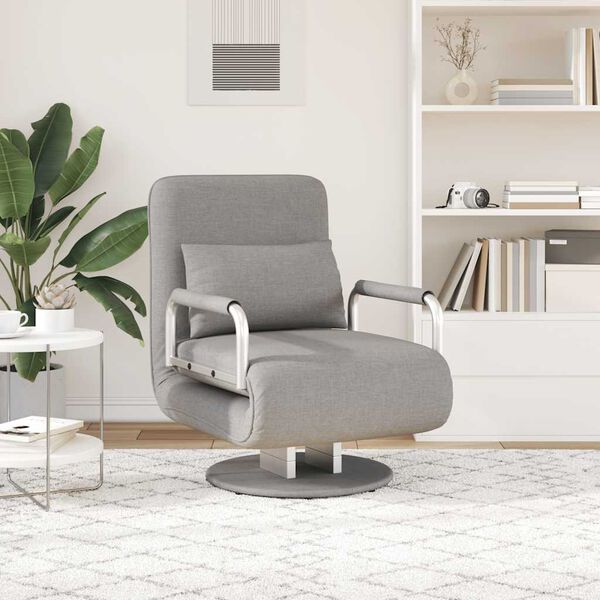 vidaXL Swivel Chair and Sofa Bed Light Grey Fabric