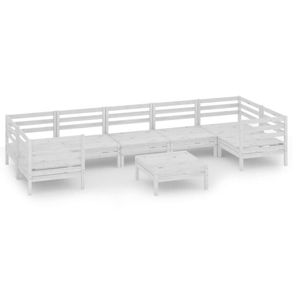 vidaXL 8 Piece Garden Lounge Set White Solid Wood Pine