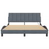 vidaXL Bed Frame with LED without Mattress "Hanko" Dark Grey 152x203 cm Queen Velvet