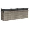 vidaXL Garden Sofa with Cushions 4-Seater Grey Poly Rattan