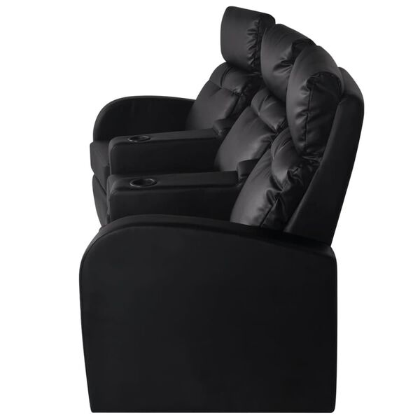 vidaXL Recliner 3-seat Artificial Leather Black