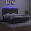 vidaXL Box Spring Bed with Mattress&LED Dark Grey 153x203 cm Queen Size Velvet