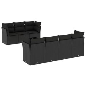 vidaXL 8 Piece Garden Sofa Set with Cushions Black Poly Rattan