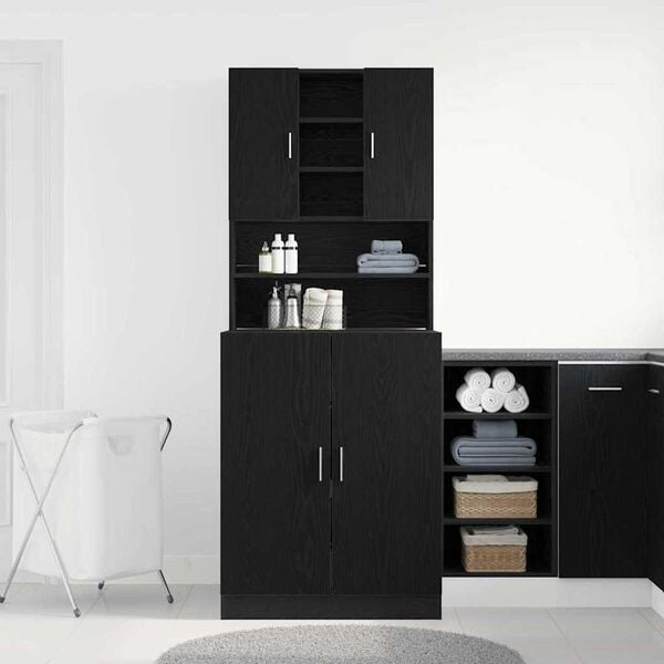 vidaXL Washing Machine Cabinet 2 pcs Black oak 70.5 x 71.5 x 181.5 cm