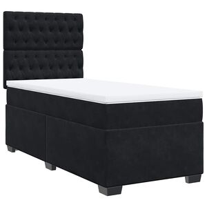 vidaXL Box Spring Bed with Mattress Black King Single Velvet