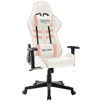 vidaXL Gaming Chair White and Pink Artificial Leather