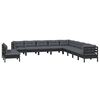 vidaXL 11 Piece Garden Lounge Set with Cushions Black Solid Pinewood