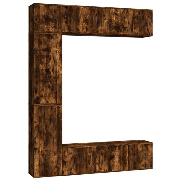 vidaXL 7 Piece TV Cabinet Set Smoked Oak Engineered Wood