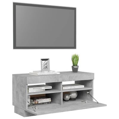 vidaXL TV Cabinet with LED Lights Concrete Grey 80x35x40 cm