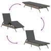 vidaXL Sun Loungers with Cushions 2 pcs Grey Poly Rattan