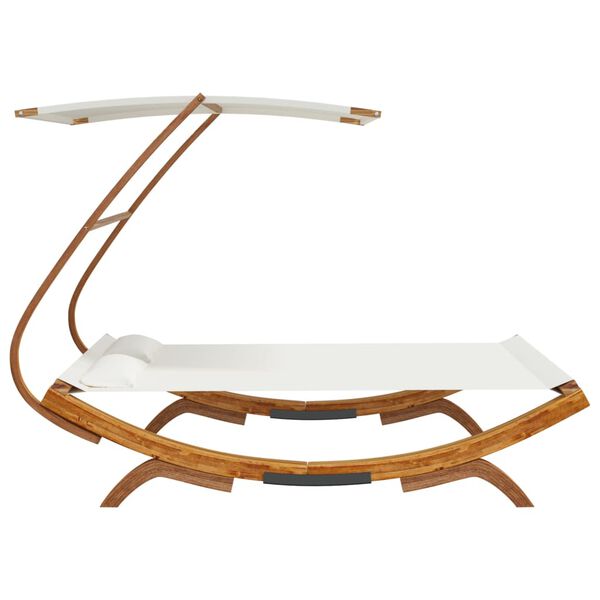 vidaXL Outdoor Lounge Bed with Canopy 165x203x138 cm Solid Bent Wood Cream