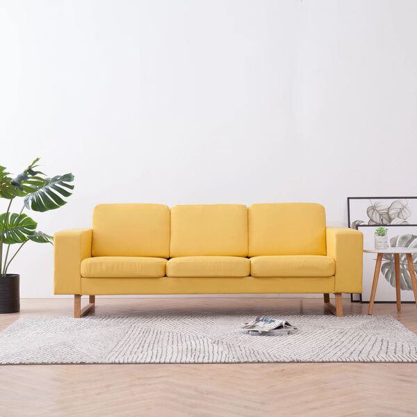 vidaXL 3-Seater Sofa Fabric Yellow