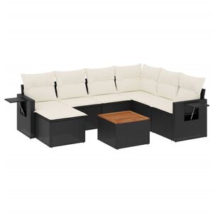 vidaXL 8 Piece Garden Sofa Set with Cushions Black Poly Rattan