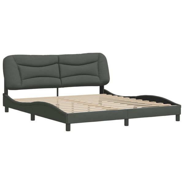 vidaXL Bed Frame without Mattress "Hvar" Dark Grey 180x200 cm King Fabric