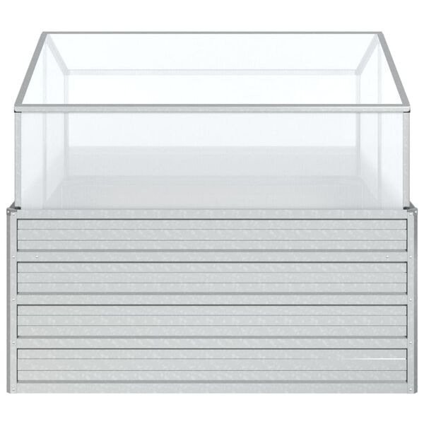 vidaXL Garden Raised Bed with Greenhouse 100x100x85 cm Silver