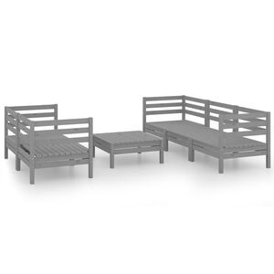 vidaXL 6 Piece Garden Lounge Set Grey Solid Pinewood