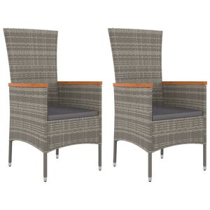 vidaXL Garden Chairs with Cushions 2 pcs Poly Rattan Grey