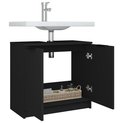 vidaXL Bathroom Cabinet Black 64.5x33.5x59 cm Engineered Wood