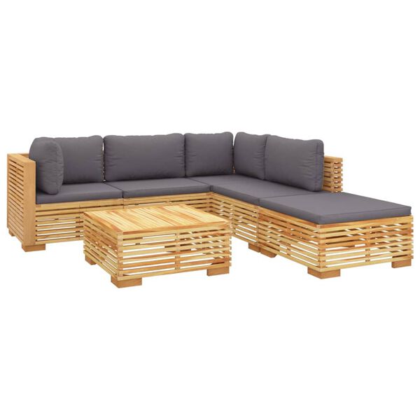 vidaXL 6 Piece Garden Lounge Set with Cushions Solid Wood Teak