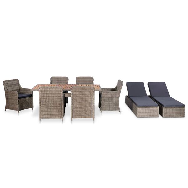 vidaXL 9 Piece Outdoor Dining Set Poly Rattan Brown