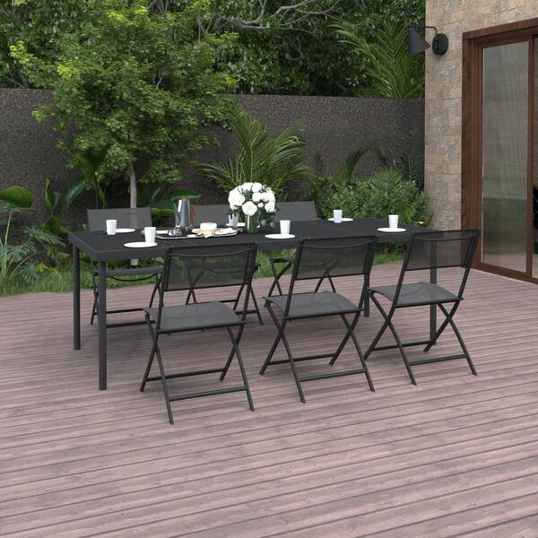 vidaXL 7 Piece Outdoor Dining Set Steel